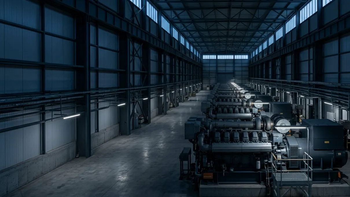 Reciprocating engine hall at a gas fired power station