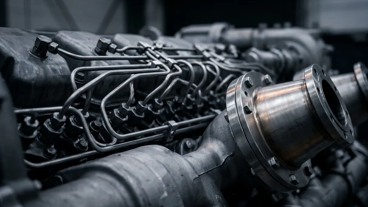 Fuel lines and manifolds on a reciprocating gas engine